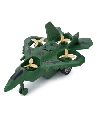 Push & Go Propeller Plane/Drone Toy,Friction Powered Military Aircraft Model for Boys, No Battery Required