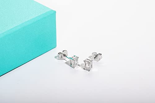 AnuClub 1.2-4cttw 10K Post Princess Cut Moissanite Stud Earrings for Women, D Color VVS1 925 Sterling Silver Earrings3