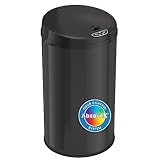 iTouchless 8 Gallon Touchless Sensor Trash Can with Odor Filter System, 30 Liter Round Black Steel Garbage Bin, Perfect for Home, Kitchen, Office