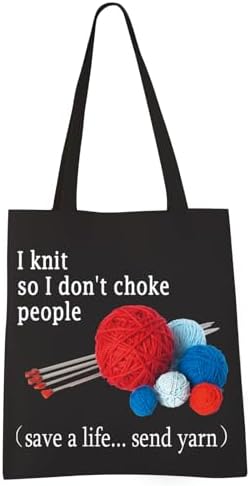VAMSII Tragetasche mit Aufschrift "I Knit so I don't Choke People...