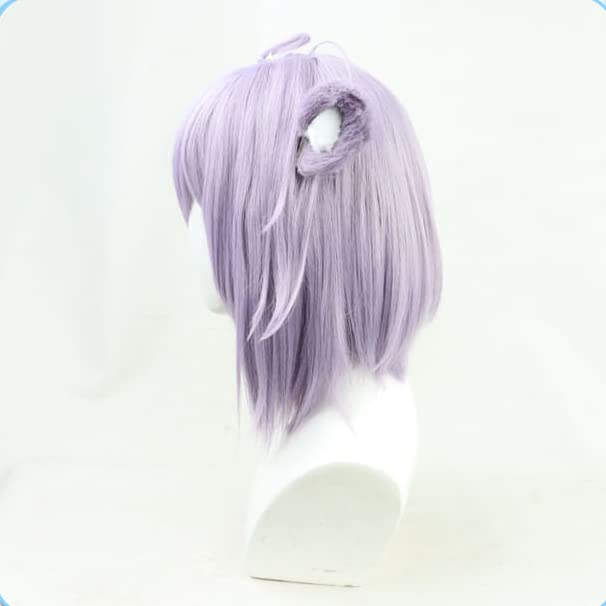 Miniatura 3 de Anime Nekomata Okayu Cosplay Pelucas de cabello morado con orejas, resistente al calor, pelo sintético peluca de cosplay + gorra de peluca + cola