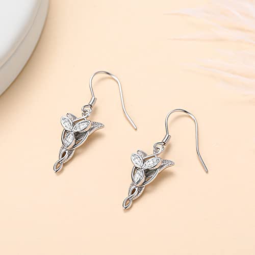 Lord of The Rings Earrings S925 Sterling Silver Arwen Evenstar Drop Earrings Hobbit Jewelry Lord of The Rings Gifts for Women Men