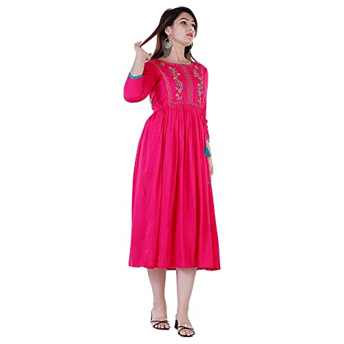 Image of Women's Rayon Embroidery Anarkali Kurta