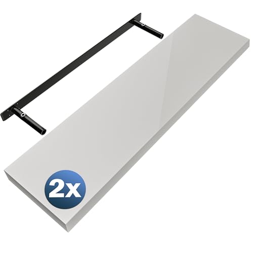 Casaria® 2X Wandregal Holz Weiß Regal mit Halterung 15kg Tragkraft Hängeregal Küche Wohnzimmer Flur Wand Schweberegal Bücherregal Regalbrett Schwebend Hochglanz 90cm Casaria® 2X Wandregal Holz Weiß Regal mit Halterung 15kg Tragkraft Hängeregal Küche Wohnzimmer Flur Wand Schweberegal Bücherregal Regalbrett Schwebend Hochglanz 90cm