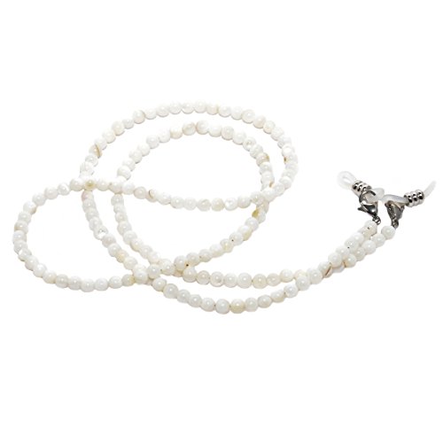 Preisvergleich Produktbild rainbow safety Brillenkette Brillenband Brillenhalter Schlangenkette Natürliche Edelstein Perlen Amazonit Achat Tigerauge Amethyst Süßwasserzuchtperlen Korallen RC (Mother Pearl White)
