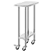 VEVOR Stainless Steel Work Table 24 x 12 x 38 Inch, 500 LBS Load Capacity with 4 Wheels, 3 Adjustable Height Levels, Heavy Duty Food Prep Worktable for Commercial Kitchen Restaurant, Silver