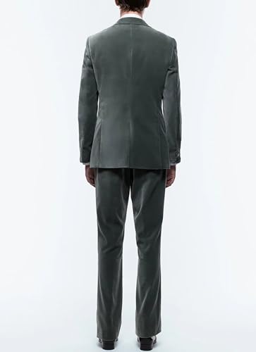 Men 2 Piece Suits Velvet Slim Fit Suit Blazer Pants Party Dinner Jacket & Pants Business Suit Formal Tuxedes3