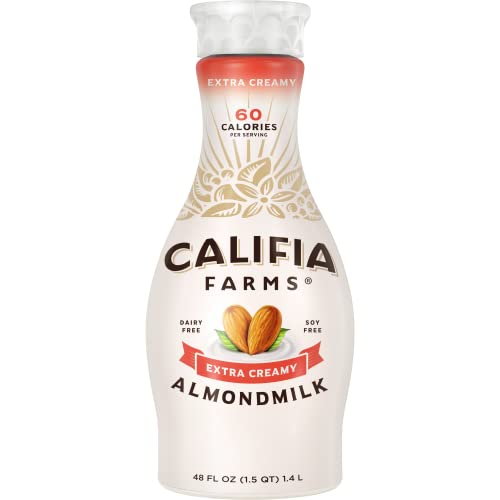 Califia Farms - Extra Creamy Almond Milk, 48 Oz, Dairy Free, Vegan, Plant Based, Vegan, Gluten Free, Non Gmo, High Calcium, Smoothie #TOP21