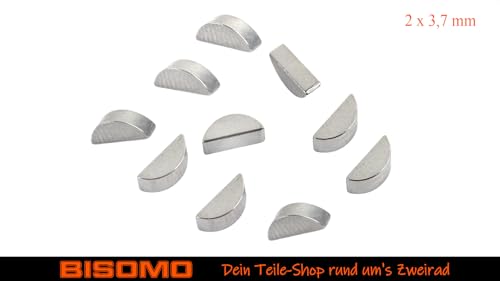 10x Scheibenfeder 2 x 3,7mm Halbmond für Kurbelwelle und Schwungscheibe, Polrad alle Simson S50 S51 S70 S53 S83 SR50 SR80 KR51 SR4