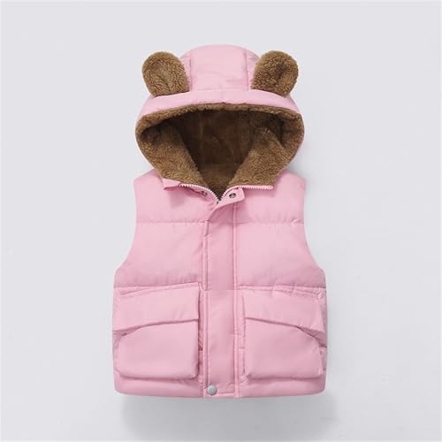 EnJoCho Toddler Boys Girls Hooded Puffer Vest Padded Warm Winter Jacket Sleeveless Bear Ears Zipper Up (Pink, 2-3 Years)2