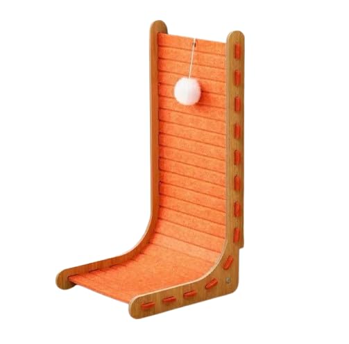Rascador para Gatos de Pared, 60 cm Alto x 35 cm Ancho, Poste Vertical con Base de Madera, Multicolor, Tela de Fieltro (Naranja)