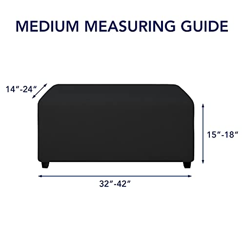 Image of PureFit Stretch Rectangle Ottoman Cover Footstool Cover, Black