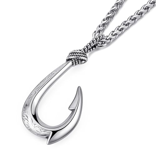 MOO&LEE Fish Hook Necklace for Men Hawaiian Makau Necklace Maui Fish Hook Pendant with 24 Inch Stainless Steel Chain4