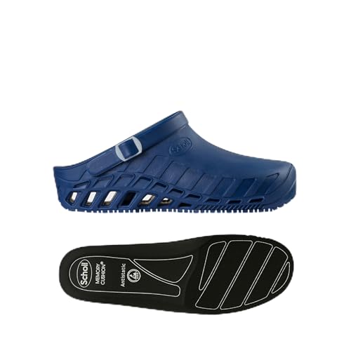 Zuecos Clog Evo Scholl Azules y Plantillas PRO Antiestáticas para largas jornadas