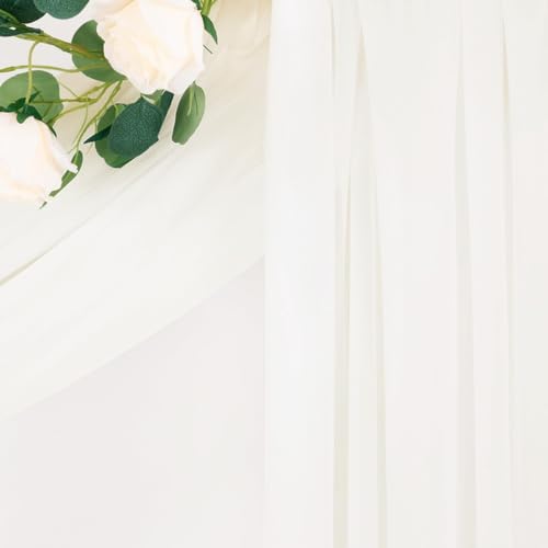 Image of Ivory Wedding Glitter Arch Draping Fabric 1 Panel 29 inch x 6.5 Yards Sheer Backdrop Curtain Drapery for Summer Wedding Ceremony Birthday Party Indoor Ceiling Decor