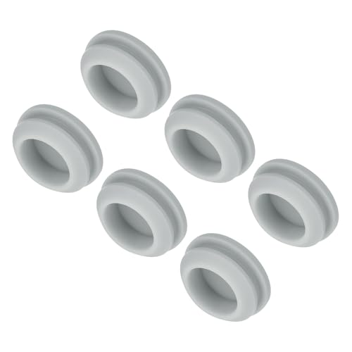 Image of MECCANIXITY 6pcs Silicone Snap in Locking Hole Plugs,16mm /0.6 Inch Mounting Diameter Narrow Groove Width 2mm Panel Seal Cover Round for Kitchen Bulkheads Waterproof Sealing Plugs Grey