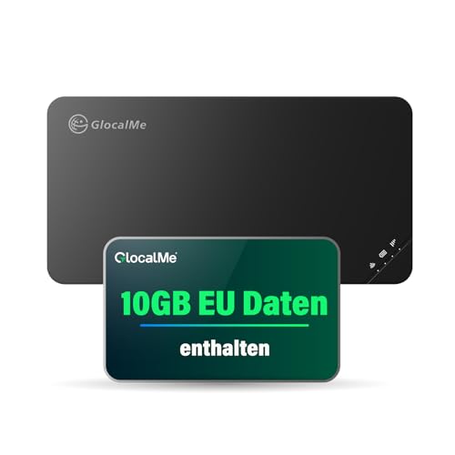 GlocalMe U3 4G Mobiler WLAN Router, Keine SIM-Karte nötig, MiFi Hotspot mit 10GB Europa Daten,...