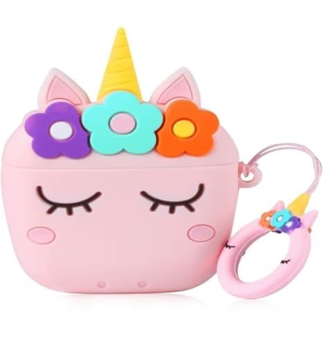 Image of Dezet Cute Soft Silicone Pouh Case for Airpods Pro GEN-2 (2022) � 3D Cartoon Animal Character Cover with Keychain Ring, Shockproof & Dustproof Protective Case for Kids & Girls (Unicorn)