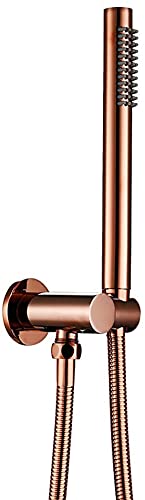 WYRSS Shower Taps, Brass Rose Gold Handheld Shower Head Hose Bracket Holder with Shower Valve Kit Solid Brass Bathroom Shower Set,A