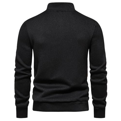 Mens Button Up Sweater Top Slim Fit Ribbed Turtleneck Pullover Casual Long Sleeve Mock Neck Polo Sweater Tops4