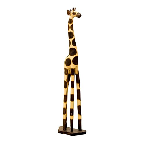 Myakka Hand-Carved and Hand-Painted, Wooden Sarafi Giraffe Statue - 80cm