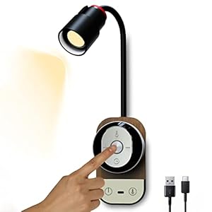 Applique Murale LED à Piles, Lampe de Lecture de Chevet Tactile Dimmable, Lampe Col de Cygne Flexible 360° Applique de Chevet Chambre Sans Fil Rechargeable USB Lampe Murale avec Télécommande