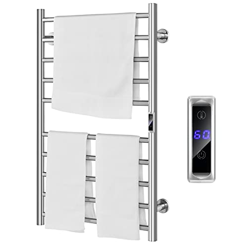 GOPLUS Sèche-Serviettes Électrique 10 Barres Argent