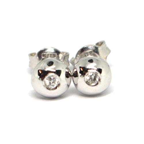 Pendientes de lóbulo, oro blanco 750 18 K, diamantes de 0,05, color...