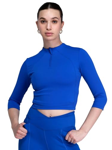 Image of CAVA Women's Silhouette Zip Top | Cropped Half-Zip Activewear with Flattering Seamlines, High Neck & 3 /4 Sleeves | ADPT Stretch Fabric for Gym, Yoga & Everyday Wear
