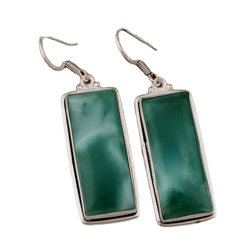 Boucles d'oreilles larimar rectangulaires pendantes argent 15x4mm