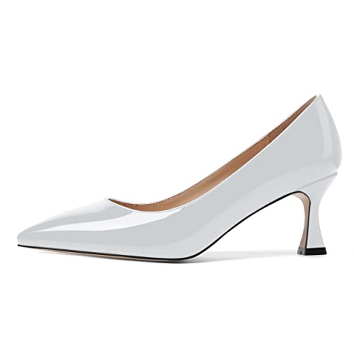 AMBELIGHT Womens Office Slip On Patent Solid Pointed Toe Casual Kitten Mid Heel Pumps Shoes 2.5 Inch2