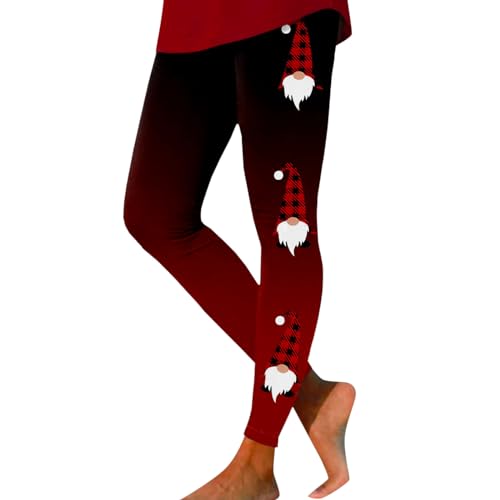 Weihnachtskleid Damen Weihnachtsbluse Casual Fashion Weihnachten Bedruckte Sportgamaschen Lässige Yoga-Leggings (XXL)