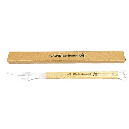 Tenedor para parrilla acero inoxidable con mango madera 18" miniatura 2
