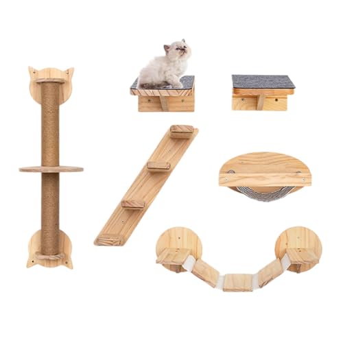 Opiniones y reviews de Juegos de muebles comprados en linea. 47 FINYQBET Repisas para Gatos Pared - Juego de 6 Piezas de Muebles para Gatos Montados en La Pared, con Puente, Escalones y Rascador, Ideal para Crear un Centro de Juego para Gatos