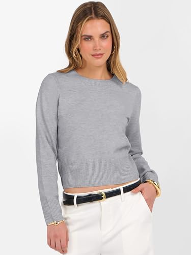 Image of ANRABESS Women's Long Sleeve Sweaters Cropped Crew Neck | Business Casual Tops,Light Weight Comfy Knit,Pullover ShortSweater,Basic Classic,Fall Fashion Winter Layer Clothes