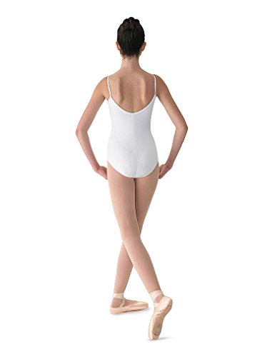 Mirella Collant de dança feminino Microlux Princess costura em V frontal, branco, médio/longo