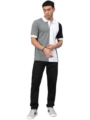 Image of KOTTY Men Solid Spread Collar Cotton Blend T-Shirt