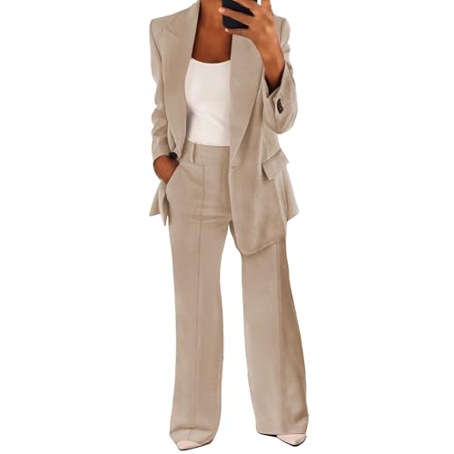 Hosenanzug Damen Elegant 2 Teilig Hosenanzug Elegant Business Anzug Set Zweiteiler Einfarbig Blazer Hose Festlich Anzugjacke Anzughose Slimfit Frauen Outfit Sportlich Streetwear Freizeitanzug