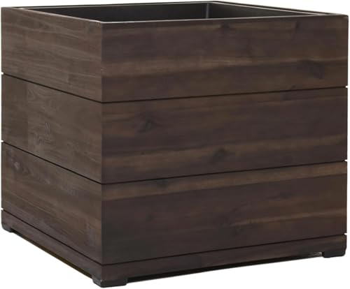 VIVANNO Pflanzkübel Blumenkübel Holz Block Würfel mit Einsatz 44x44x41 cm Dunkelbraun