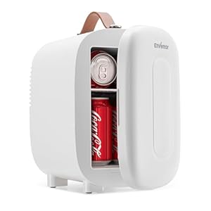 Enventor Mini Fridge 4 Litre/ 6 Can, AC+12V DC Power, Portable Cooler & Warmer, Small Fridge for Bedrooms, Car, Skincare, Fruit and Drinks, White
