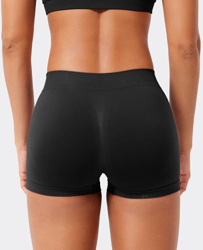 VOYJOY Women Impact Booty Shorts 2.5" Low Rise Hidden Scrunch Butt Lifting Seamless Workout Gym Running Biker Hot Shorts4