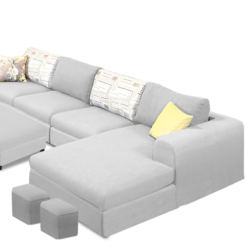 Image of Koza RHS 8 Seater L Shape Sofa Set with Center Table for Living Room (Grey Fabric) Premium Fabric Sofa