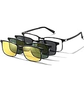 UNIEOWFA Night Vision Polarized Magnetic Clip on Sunglasses Men UV400 Driving 3Pcs Clip Prescript...