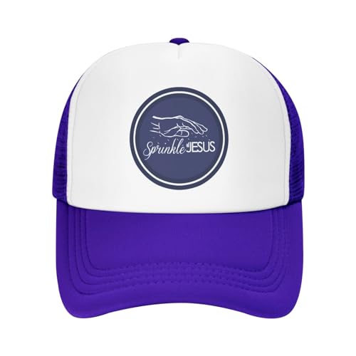 KEAAN Sprinkle of Jesus Trucker Hat Summer Mesh Cap with Adjustable Snapback Strap Unisex Purple