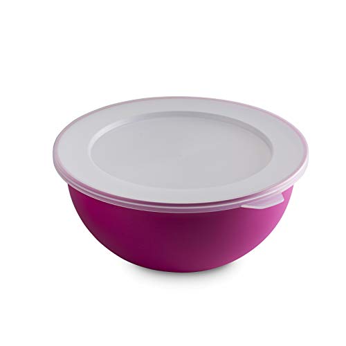 Omada Design Contenitore per Alimenti Rotondo con Coperchio, Antibatterica da 1,5 Lt, in plastica, Infrangibile, lavabile in Lavastoviglie, Linea Sanaliving