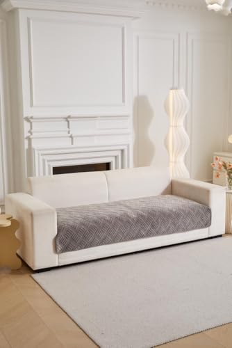 Image of HOMETHREADS Innovative Premium Velvet Sofa Cover Mat with PVC Backing for Non-Slip Comfort (L Grey, 5 Seater | 70x230cm)