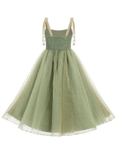 IDOPIP Smocked Flower Girl Dress for Wedding Toddler Kids Party Birthday Princess Dresses Pageant Sleeveless Tie Bowknot Gown