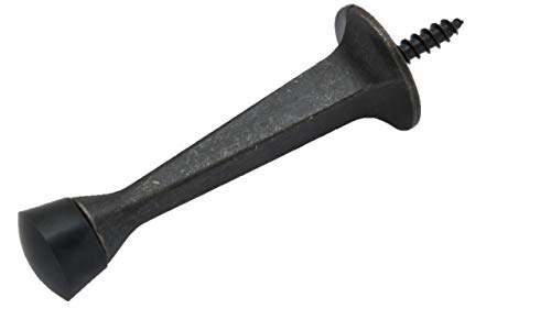 Qcaa Rubber Tip Heavy Duty Solid Rigid Door Stop, 3", Zinc Die Cast, Orb Oiled Rubbed Bronze, 2 Pack, Made In Taiwan #TOP1