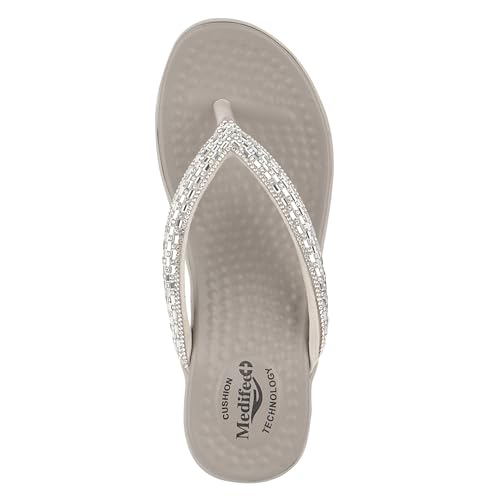 Image of Medifeet Slip-On Wedges Sandals II Rhinestones and Crystals Sandals II Cushion Fashion Sandals For Women's