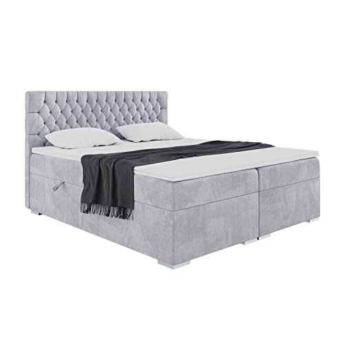 MEBLINI Boxspringbett mit Bettkasten - Gepolstert Doppelbett mit Matratze...